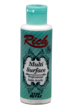 Rich Multi Surface 120 cc Akrilik Boya - Rich Beyaz 2100 Hobi Boyası